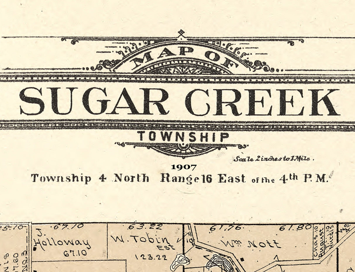 1907 Map of Sugar Creek Township Walworth County Wisconsin