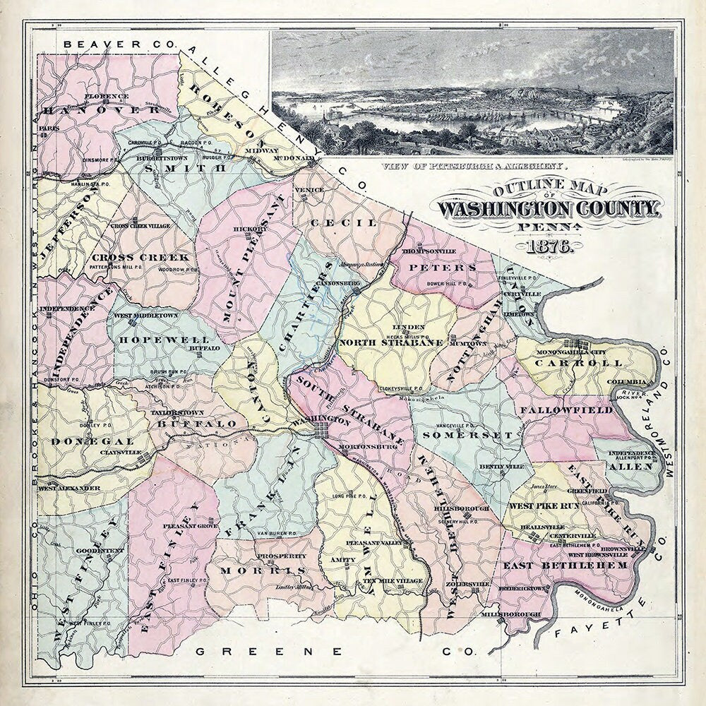 1876 Map of Washington County Pa