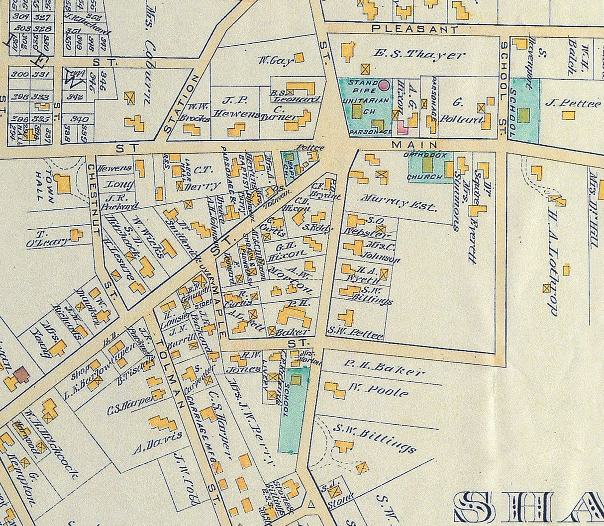 1888 Town Map of Sharon Norfolk County Massachusetts