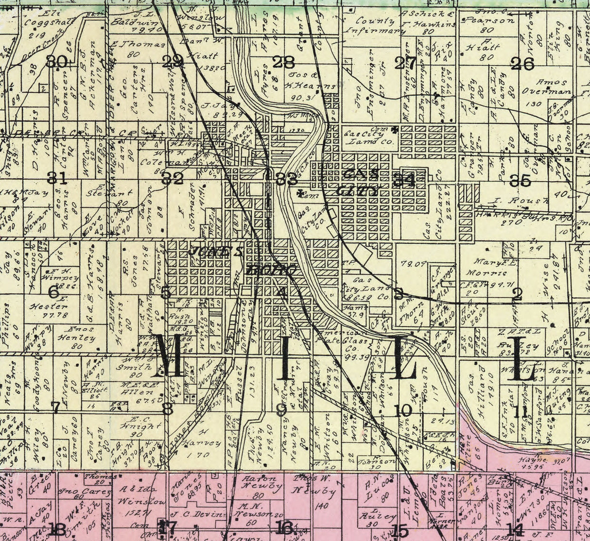 1903 Farm Line Map of Grant County Indiana