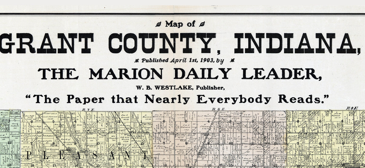 1903 Farm Line Map of Grant County Indiana