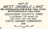 1916 Map of West Okoboji Lake Dickinson County Iowa