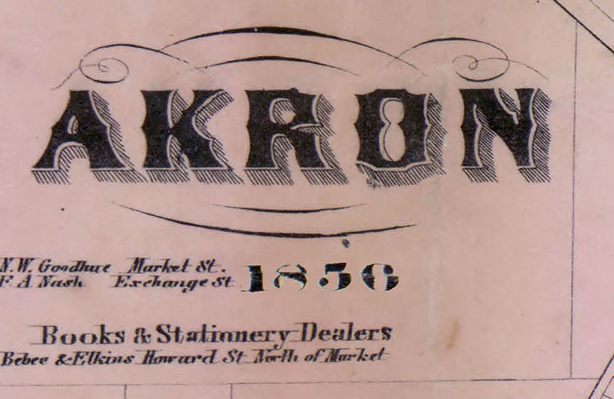 1856 Town Map of Akron Summit County Ohio