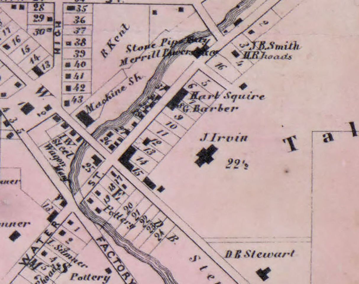 1856 Town Map of Middlebury Summit County Ohio