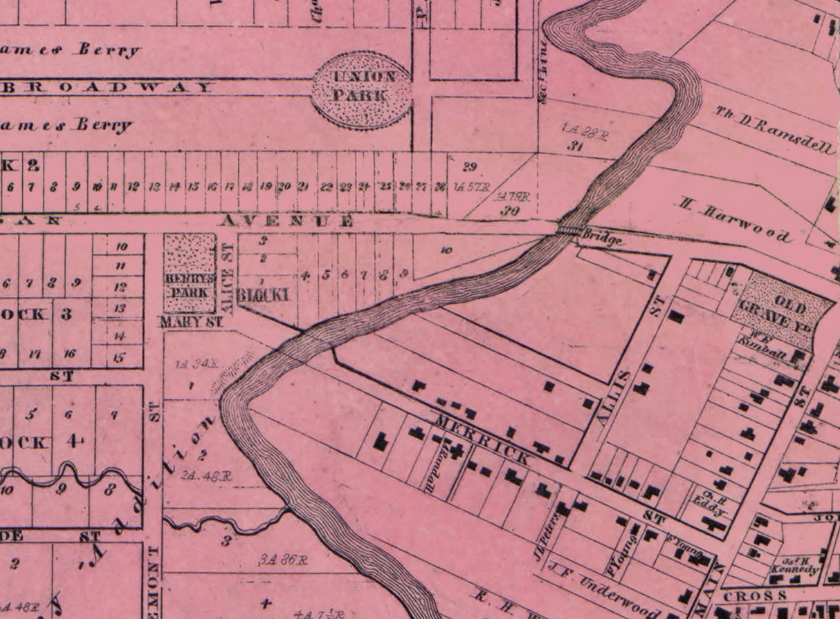 1857 Town Map of Adrian Lenawee County Michigan