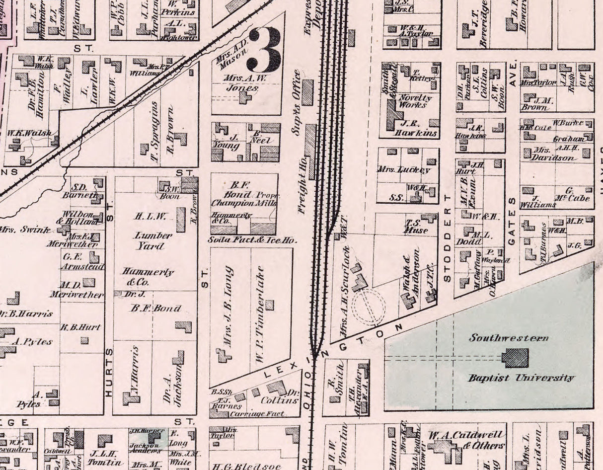 1877 Town Map of Jackson Madison County Tennessee