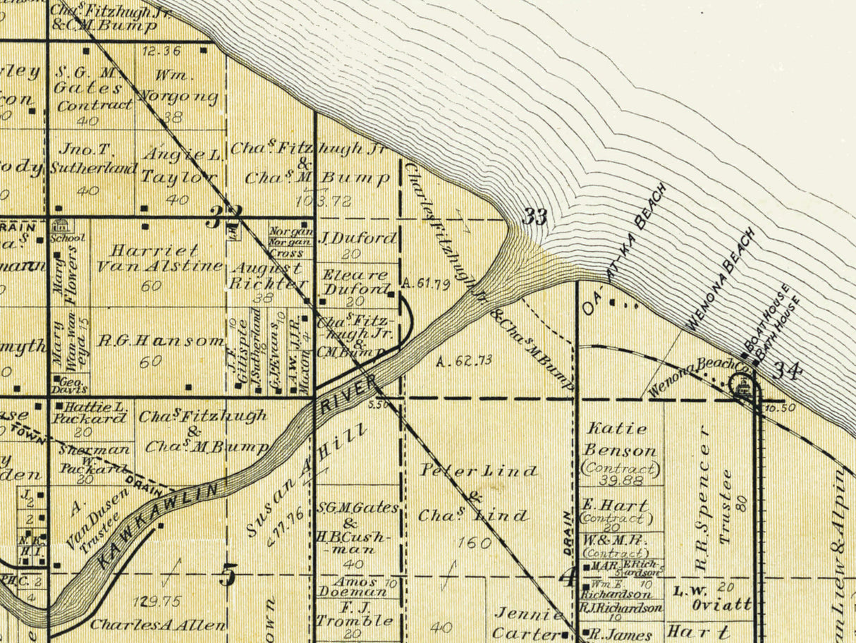 1896 Map of Bangor Township Bay County Michigan Frankenlust
