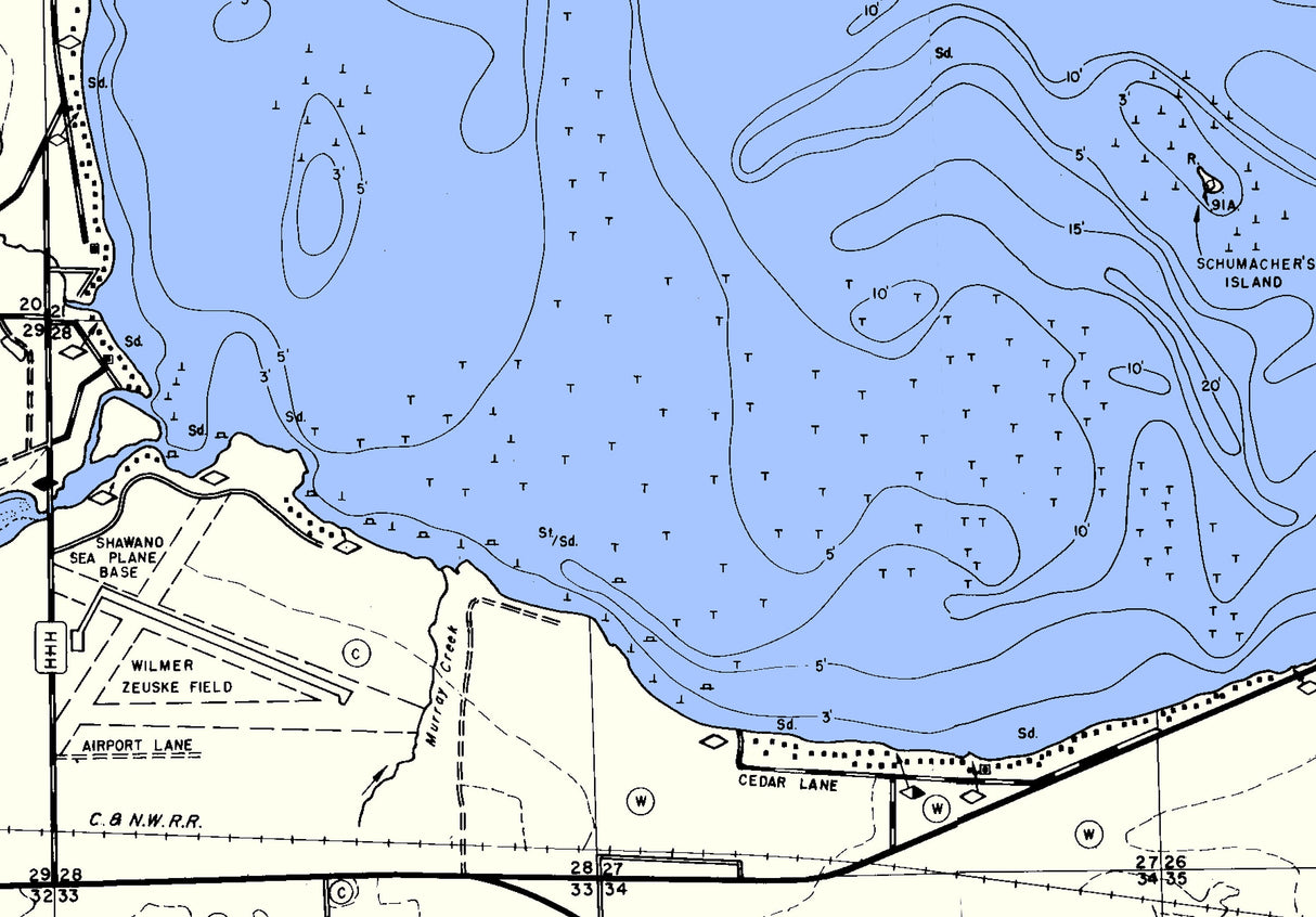 1974 Map of Shawano Lake Shawano County Wisconsin