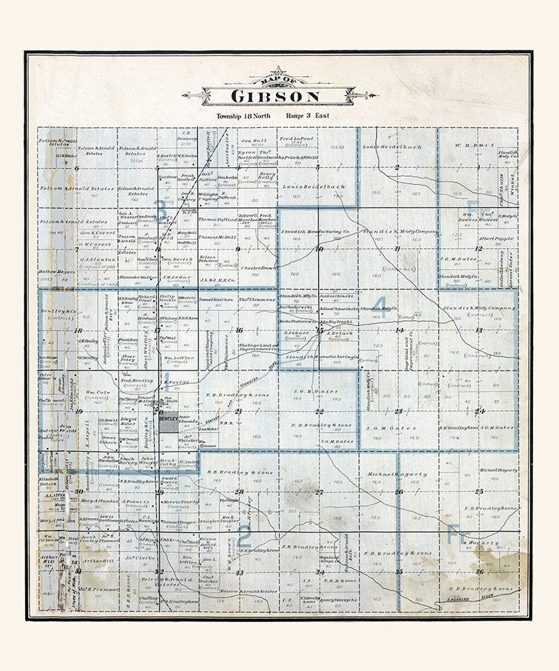 1896 Map of Gibson Township Bay County Michigan