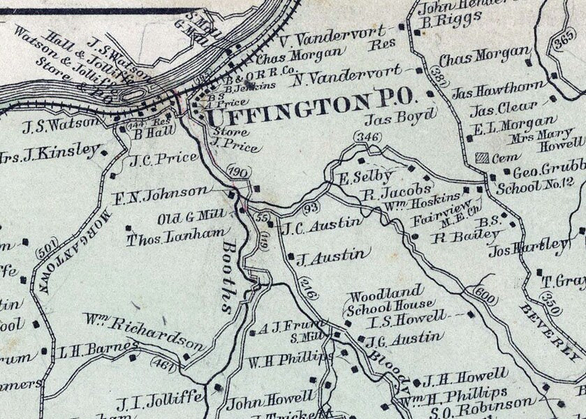 1886 Map of Clinton Township Monongalia County West Virginia