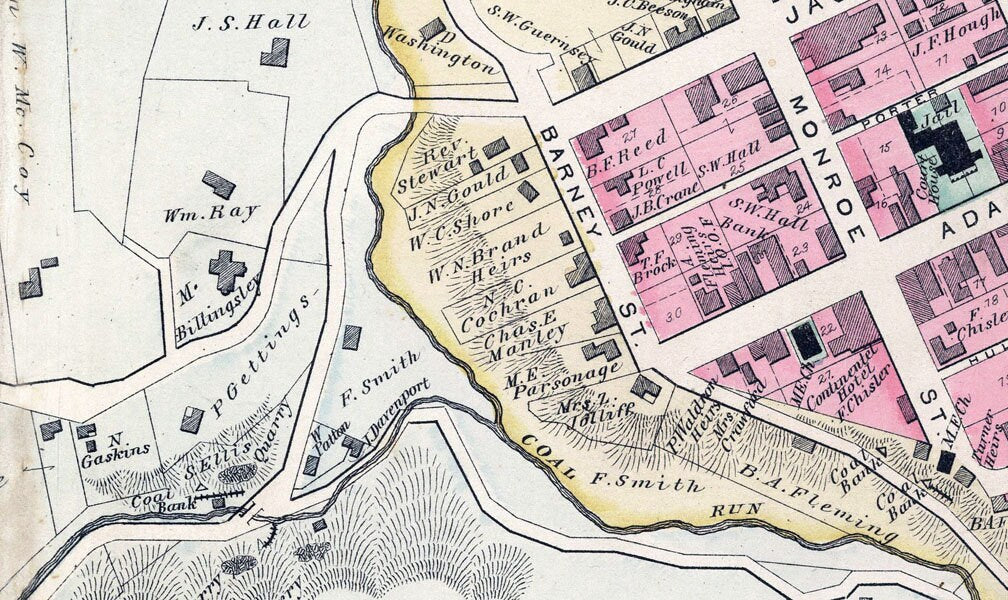 1886 Map of Fairmont Marion County West Virginia