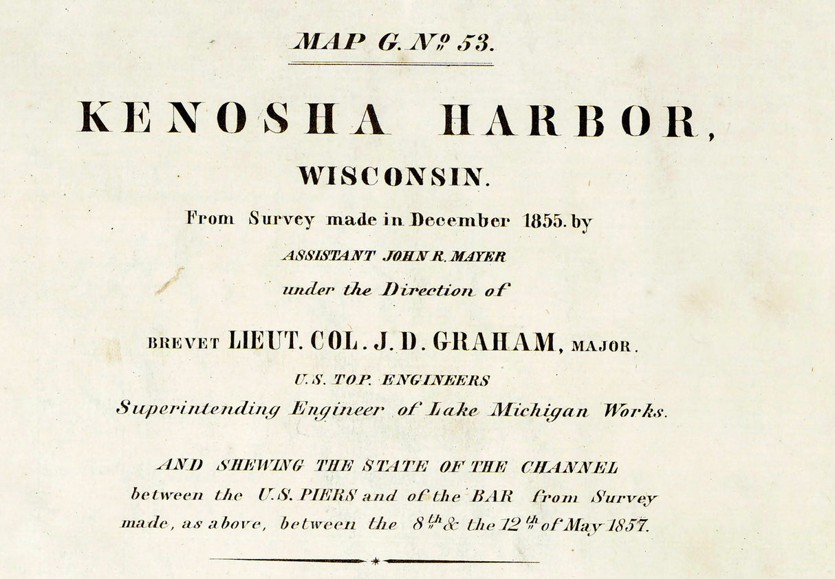 1857 Map of Kenosha Wisconsin Harbor Lake Michigan