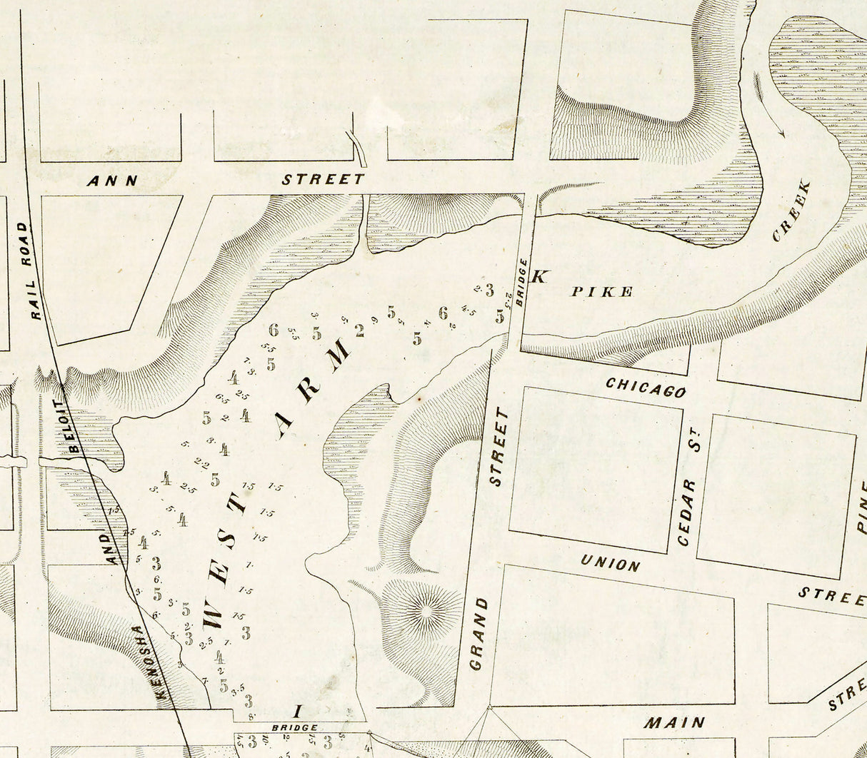 1857 Map of Kenosha Wisconsin Harbor Lake Michigan