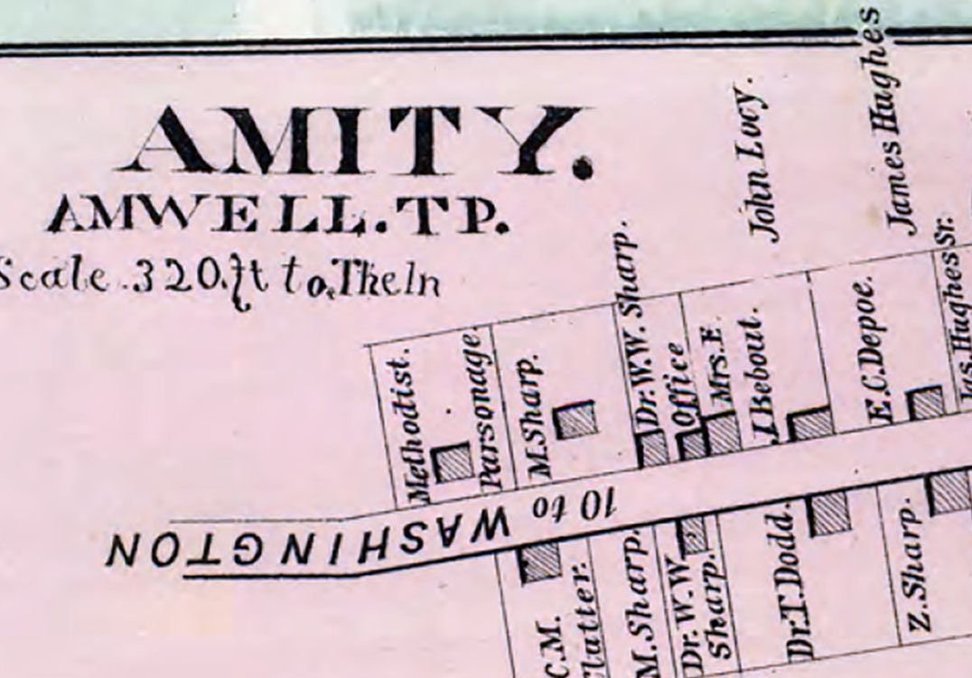 1876 Map of Midway Amity Taylorstown Eldersville Washington County Pa