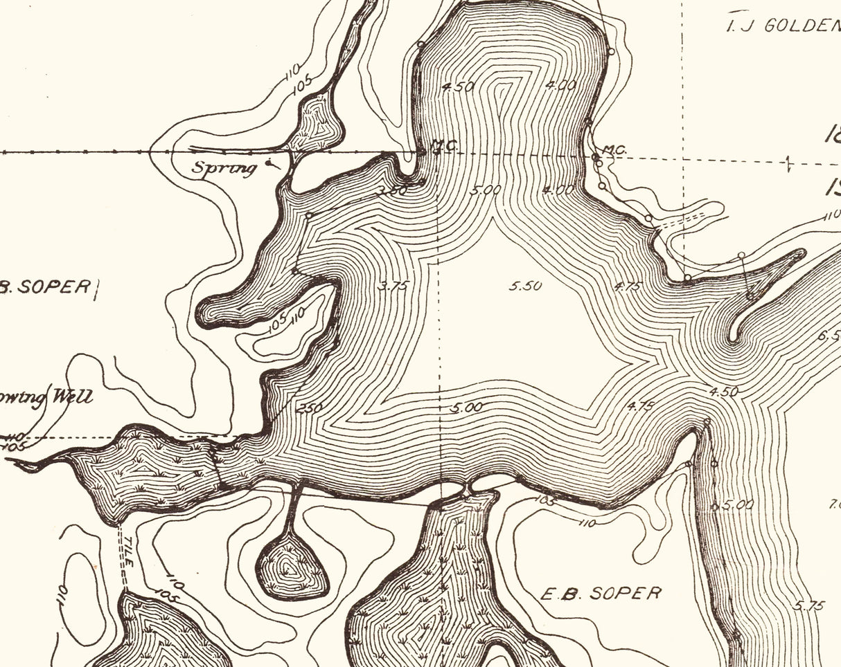 1916 Map of Silver Lake Palo Alto County Iowa