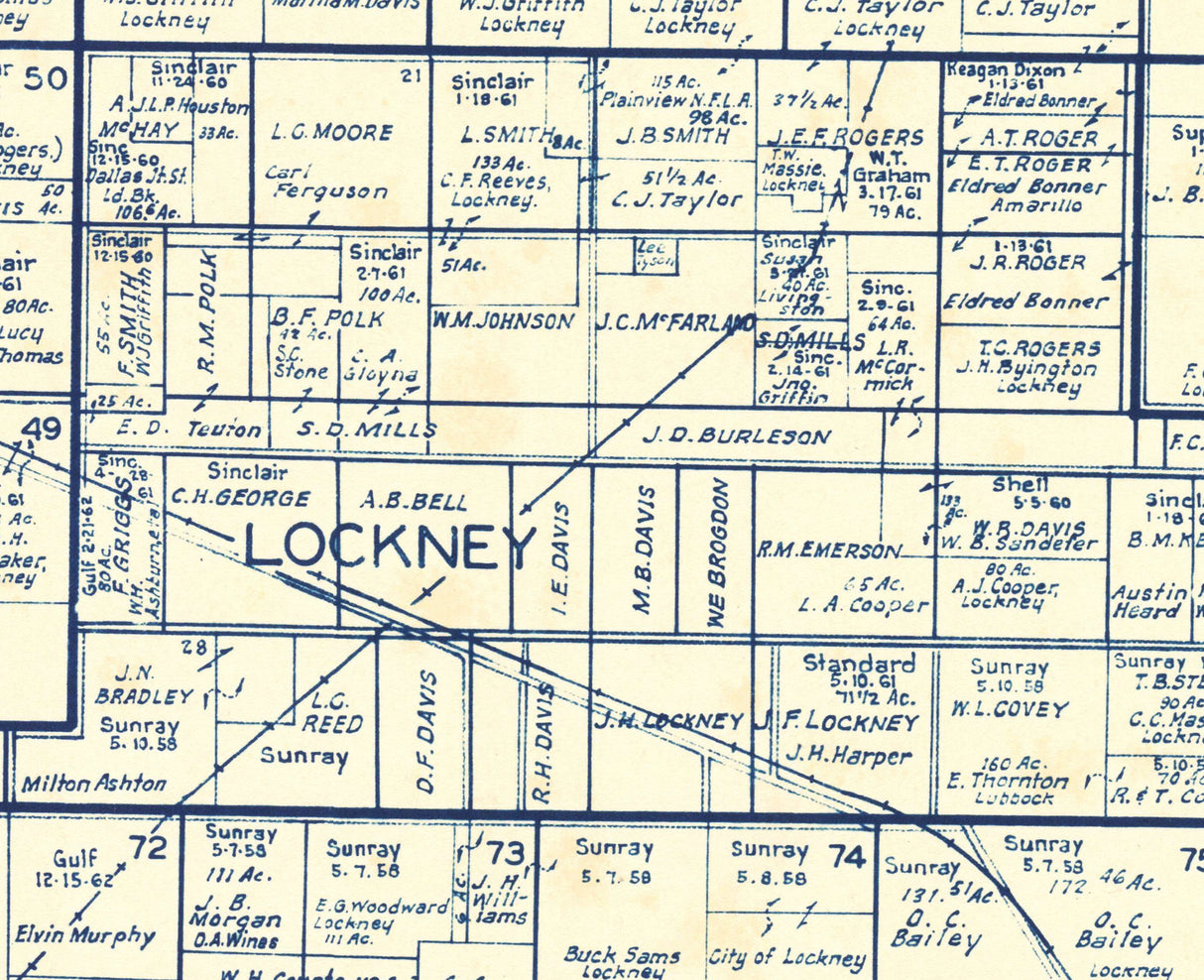 1962 Oil and Gas Well Farm Line Map of Floyd County Texas