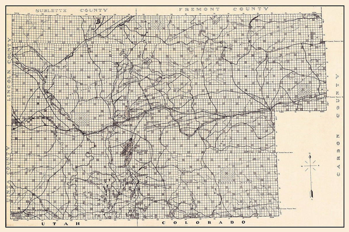 1937 Map of Sweetwater County Wyoming