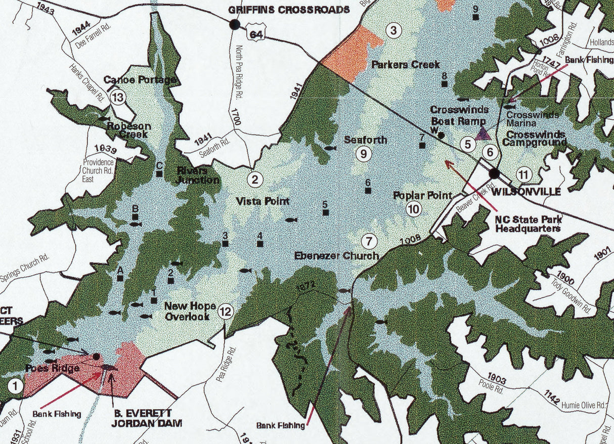 2008 Map of B Everett Jordan Dam and Lake North Carolina