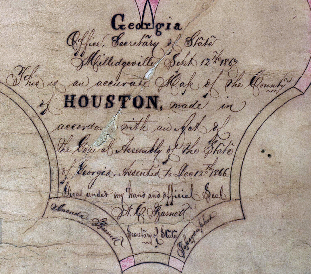 1867 Map of Houston County Georgia