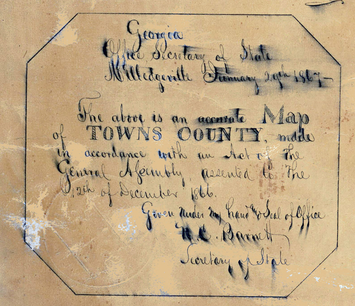 1867 Map of Towns County Georgia