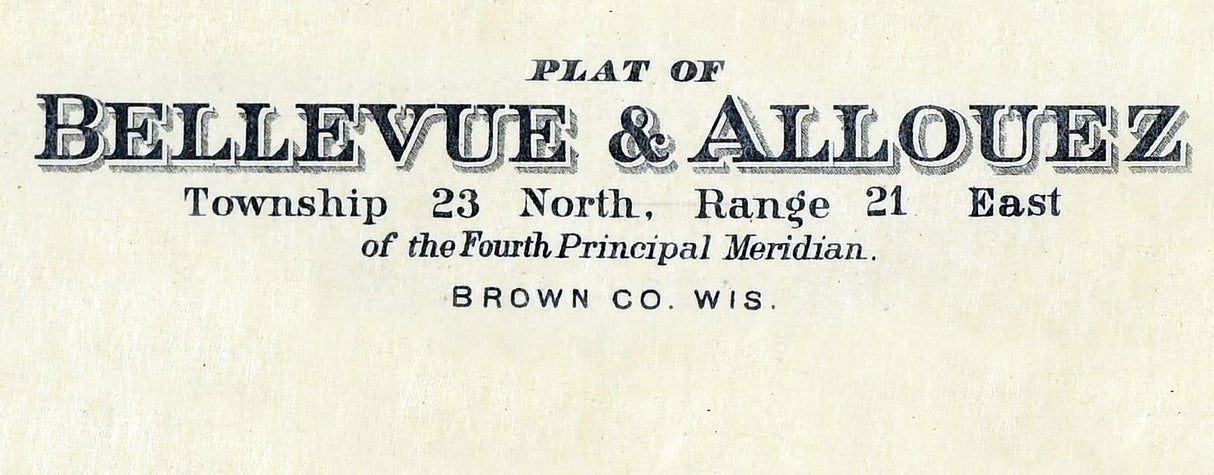 1889 Map of Bellevue & Allouez Township Brown County Wisconsin