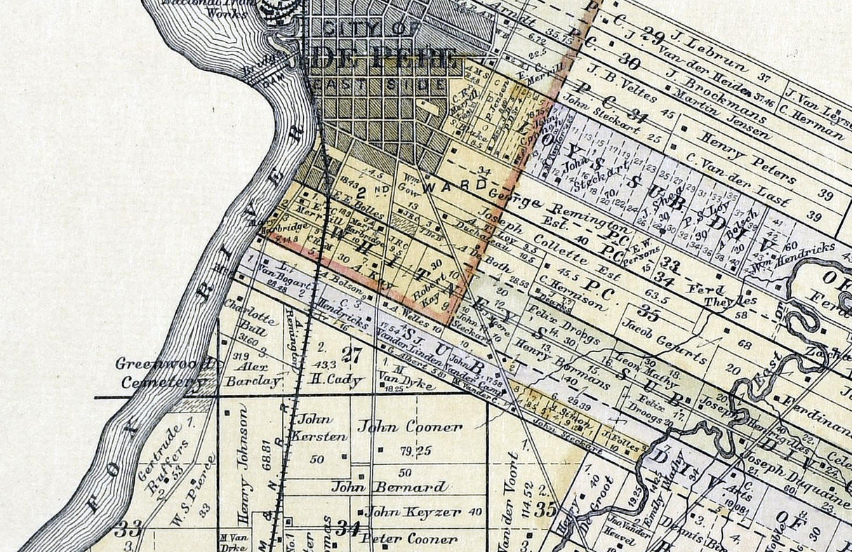 1889 Map of De Pere Township Brown County Wisconsin