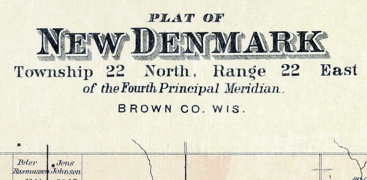 1889 Map of New Denmark Township Brown County Wisconsin