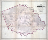 1856 Town Map of Needham Norfolk County Massachusetts