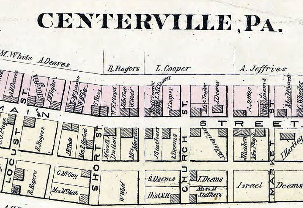 1876 Map of Independence Township Washington County PA Centerville Jewettville