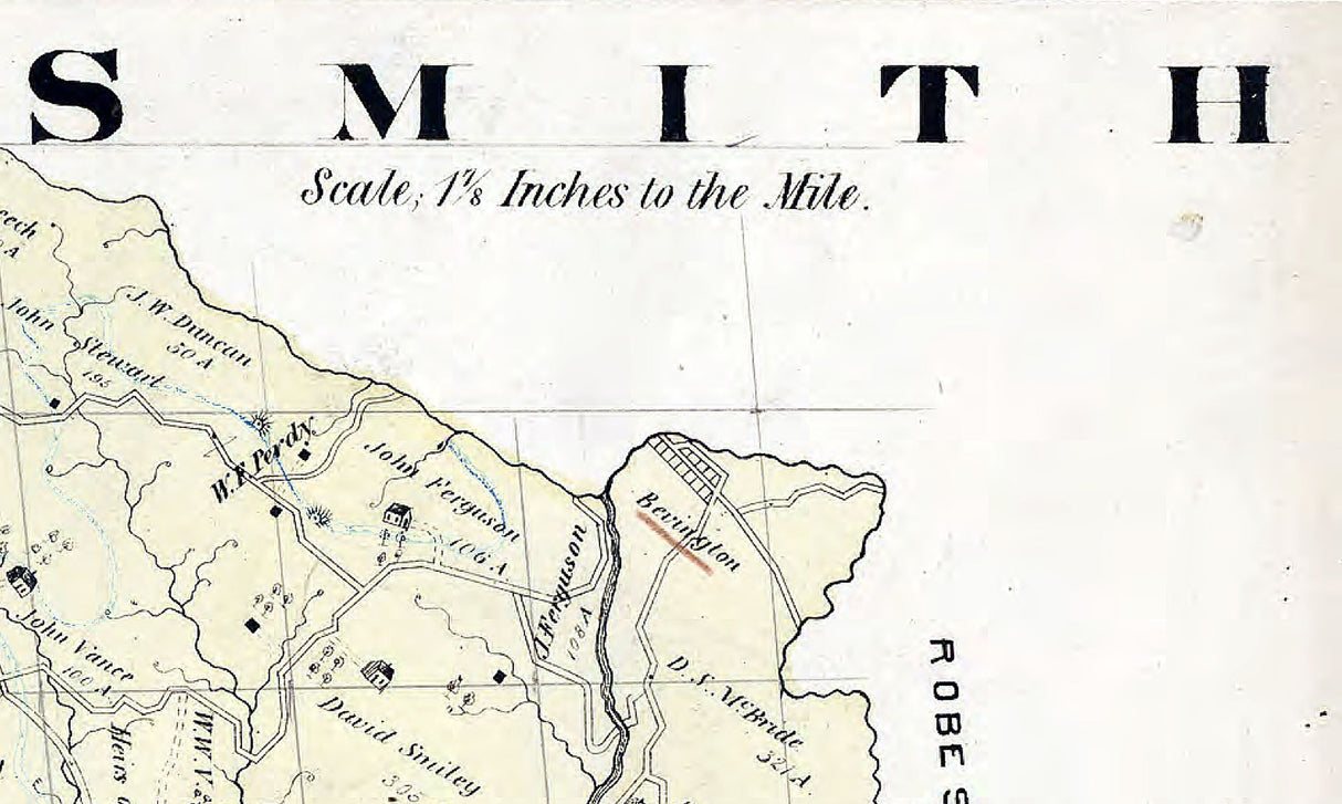 1876 Map of Smith Township Washington County Pa