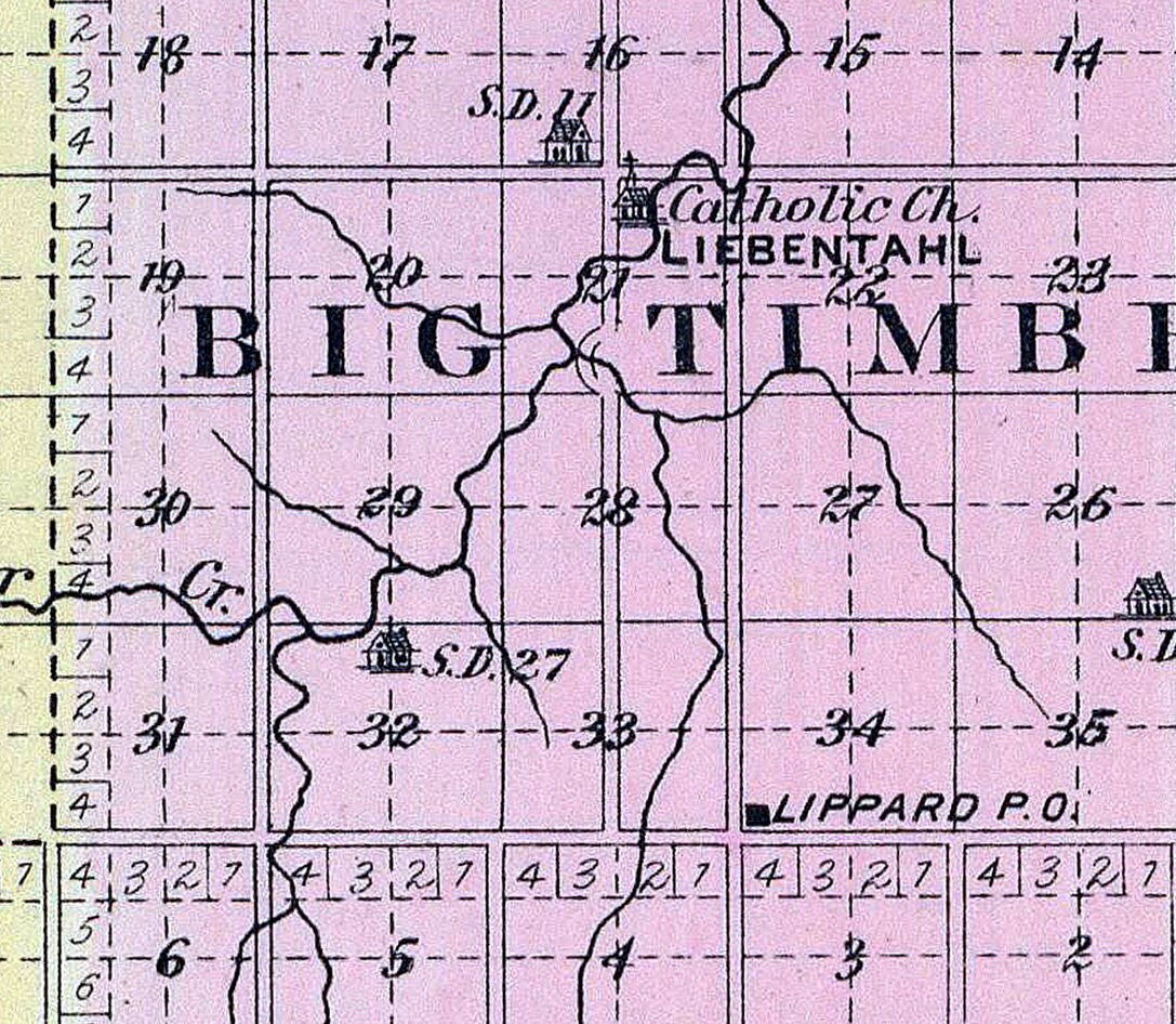1887 Map of Rush County Kansas