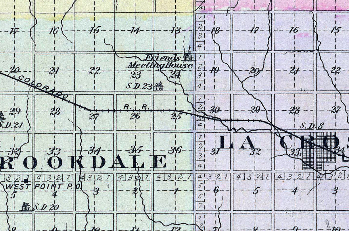 1887 Map of Rush County Kansas