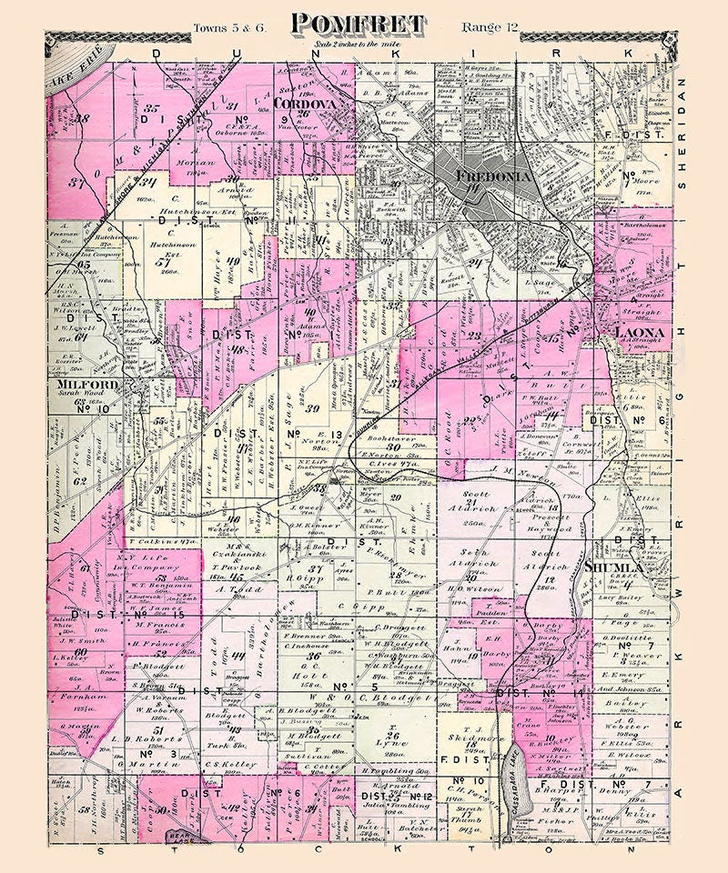 1881 Map of Pomfret Chautauqua County New York