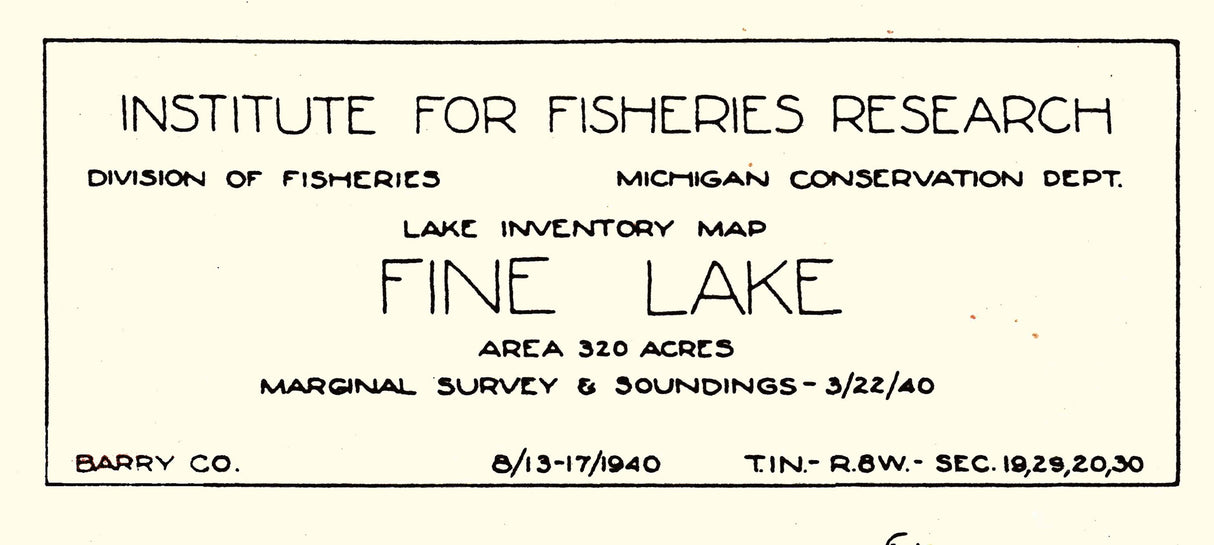 1940 Map of Fine Lake Barry County Michigan