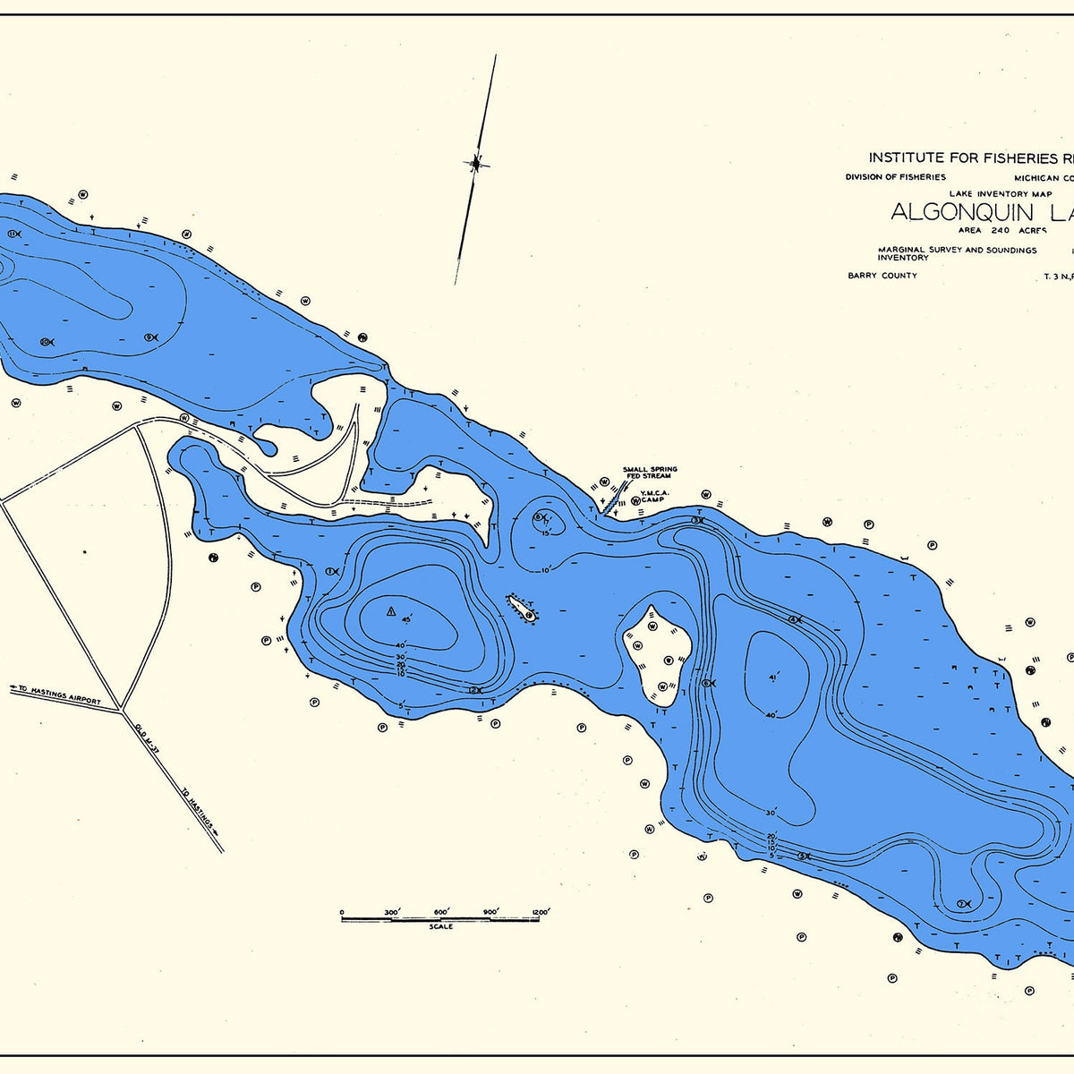 Taud Map 1951 Map of Algonquin Lake Barry County Michigan – Genealogical Surveyor