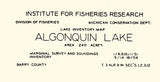 1951 Map of Algonquin Lake Barry County Michigan