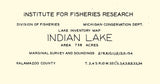 1954 Map of Indian Lake Kalamazoo County Michigan