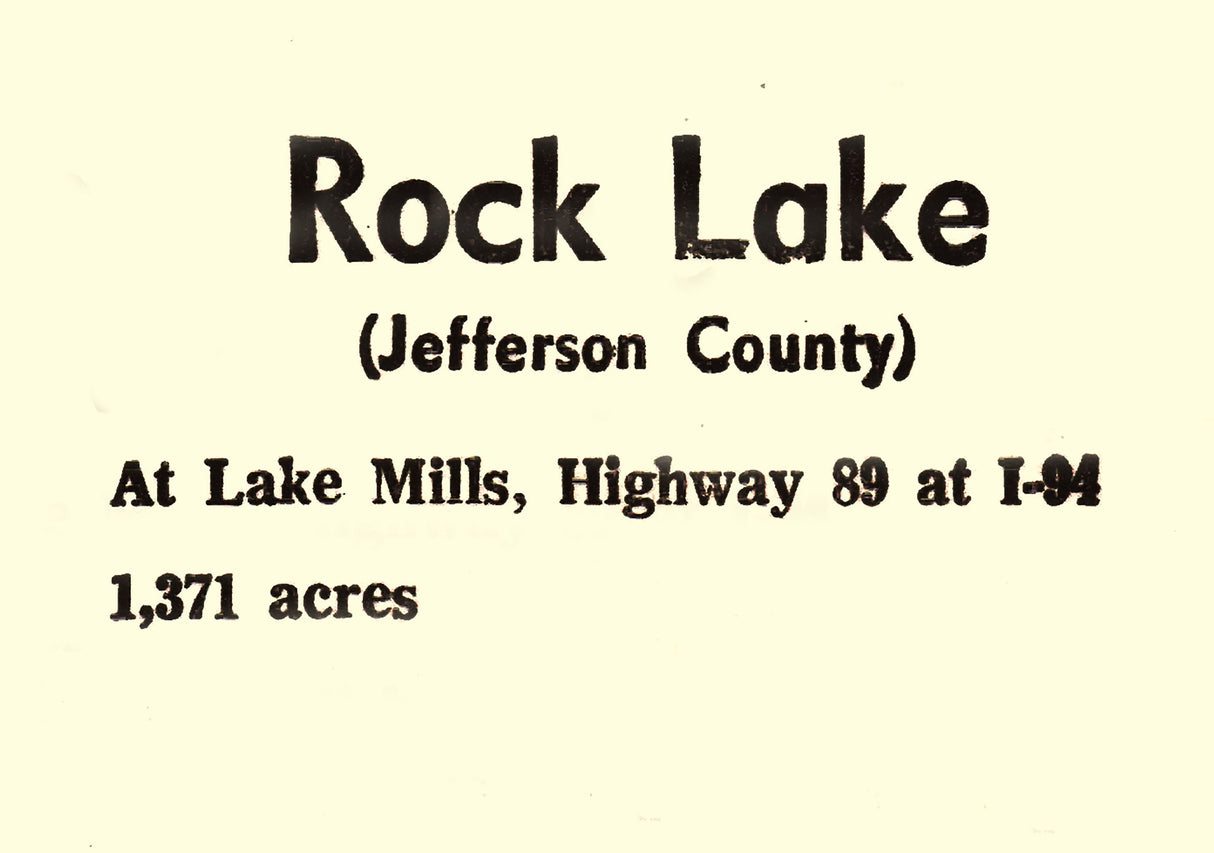 1970 Map of Rock Lake Jefferson County Wisconsin Lake Mills