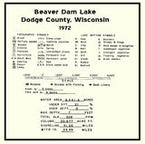 1972 Map of Beaver Dam Lake Dodge County Wisconsin
