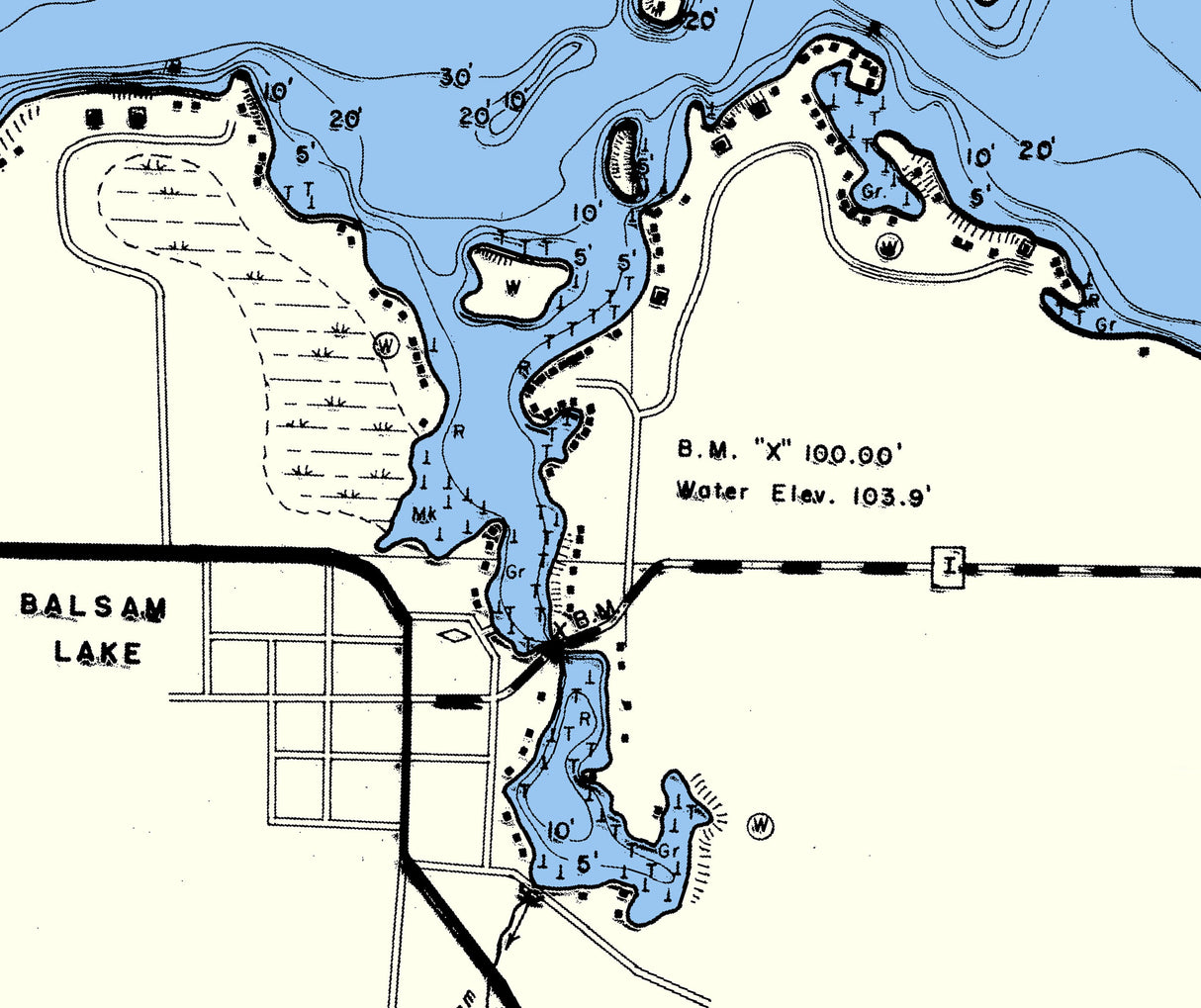 1964 Map of Balsam Lake Polk County Wisconsin