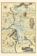 1890 Map of Lake Winnepesaukee New Hampshire And Vicinity