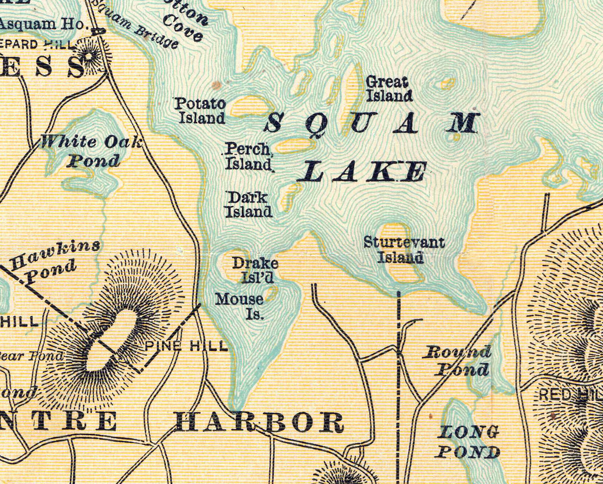 1890 Map of Lake Winnepesaukee New Hampshire And Vicinity