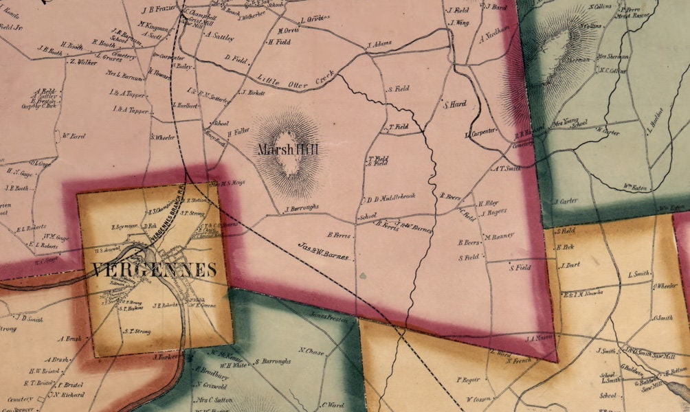 1857 Map of Addison County Vermont