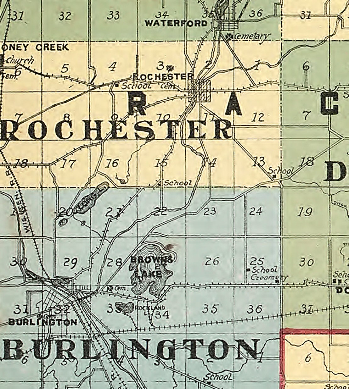 1908 Map of Racine and Kenosha County Wisconsin