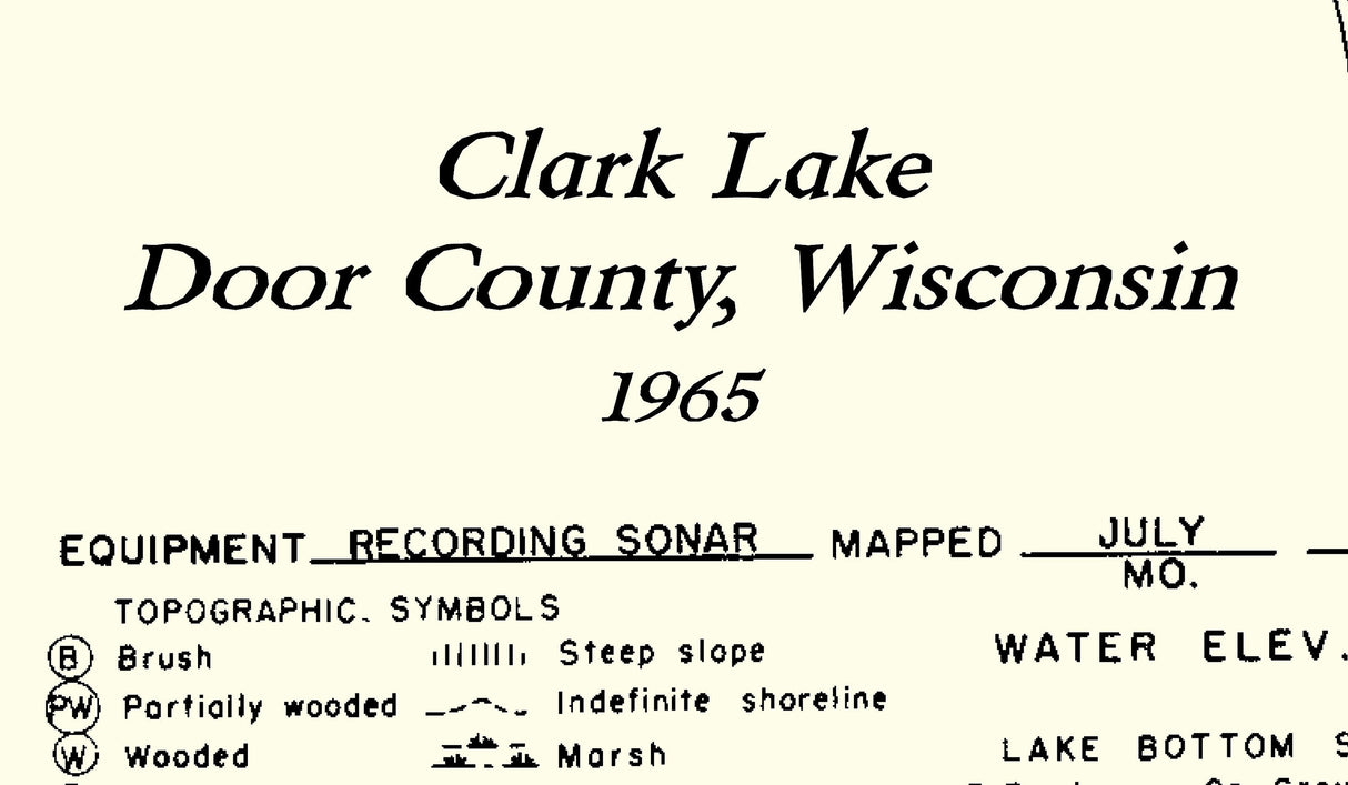 1965 Map of Clark Lake Door County Wisconsin