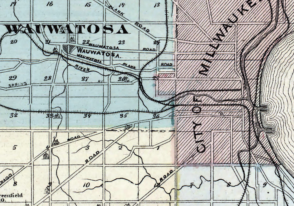 1876 Map of Milwaukee County Wisconsin