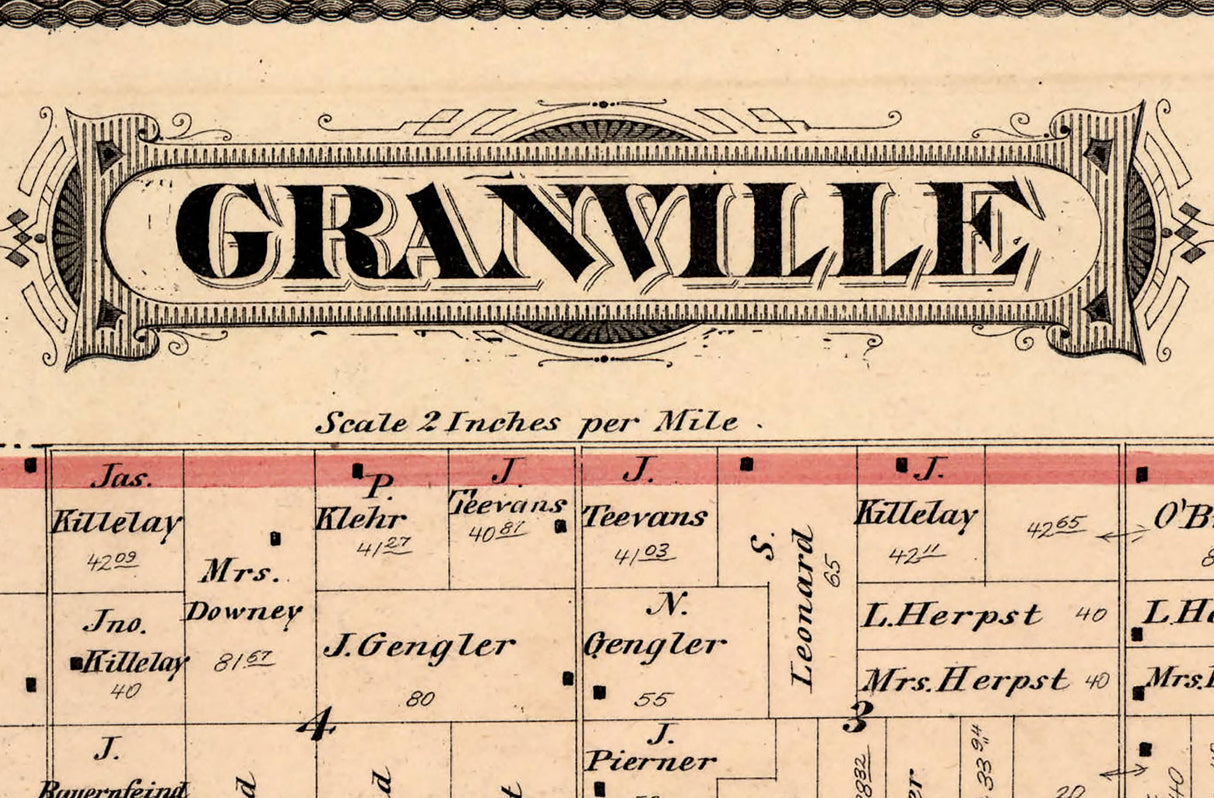 1876 Map of Granville Township Milwaukee County Wisconsin