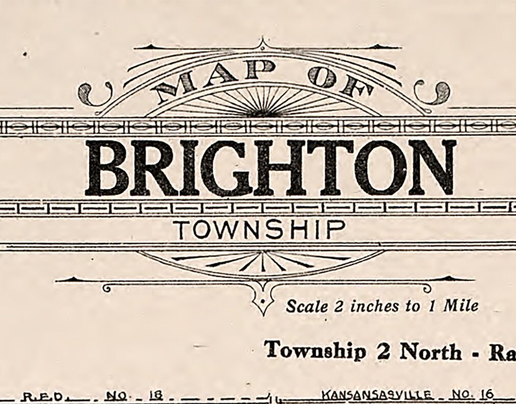 1908 Map of Brighton Township Kenosha County Wisconsin