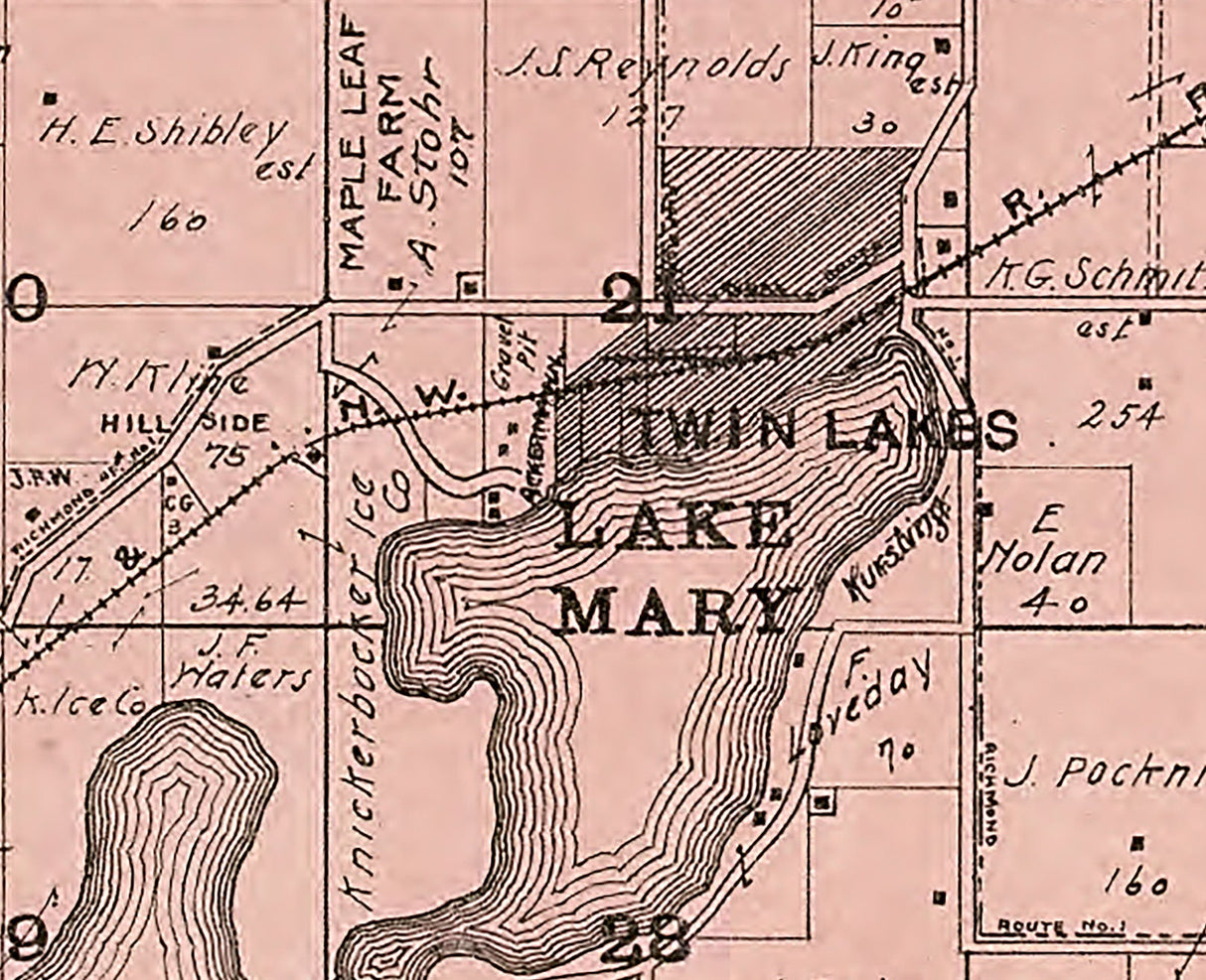 1908 Map of Randall Township Kenosha County Wisconsin