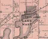 1908 Map of Randall Township Kenosha County Wisconsin